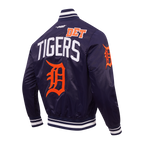 MLB DETROIT TIGERS LETTERMAN BLOUSON EN SATIN POUR HOMME (MARINE MINUIT)