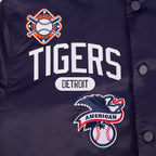 MLB DETROIT TIGERS LETTERMAN BLOUSON EN SATIN POUR HOMME (MARINE MINUIT)