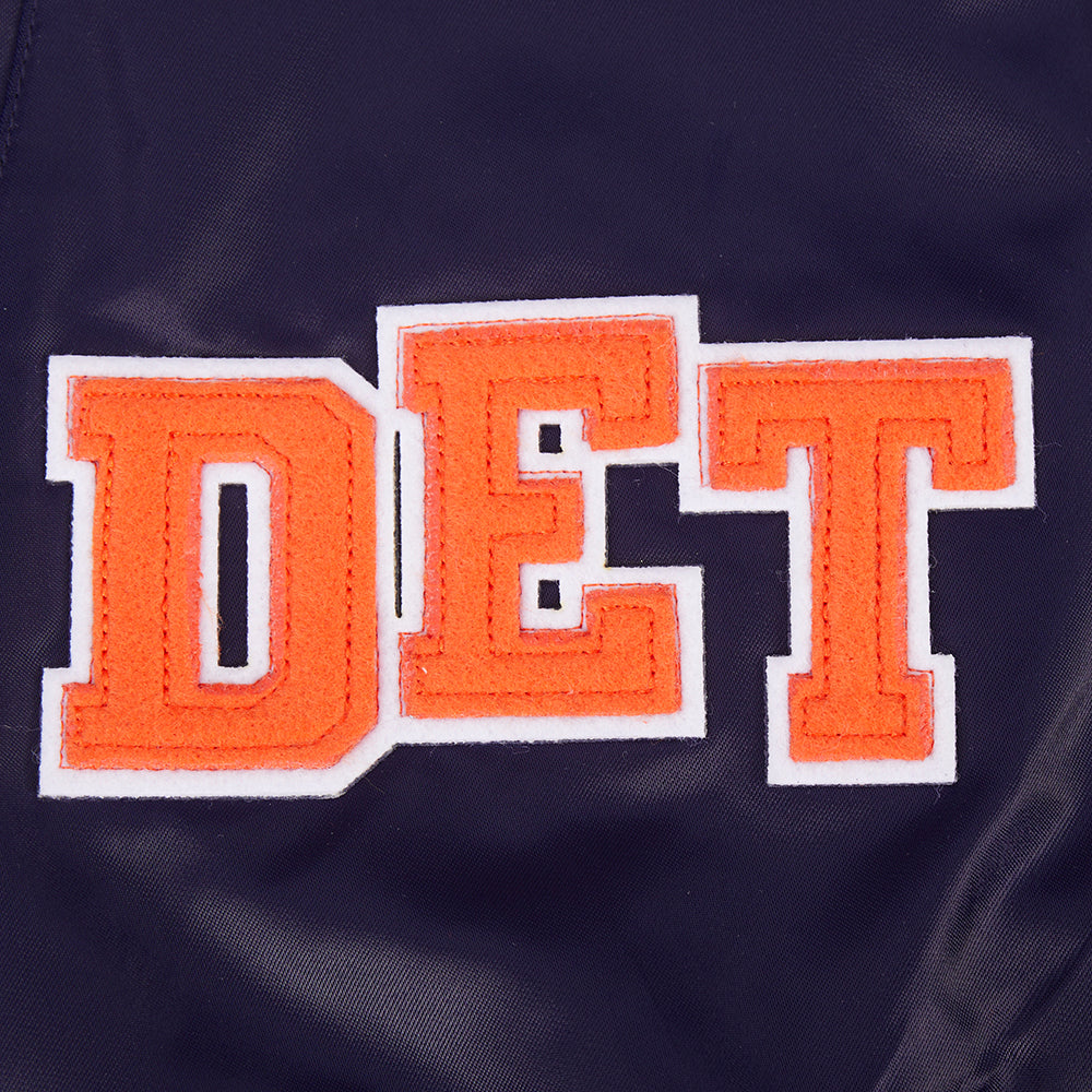 MLB DETROIT TIGERS LETTERMAN BLOUSON EN SATIN POUR HOMME (MARINE MINUIT)
