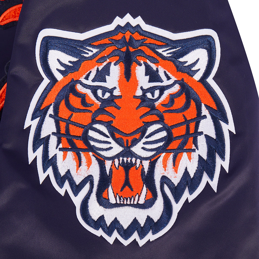 MLB DETROIT TIGERS LETTERMAN BLOUSON EN SATIN POUR HOMME (MARINE MINUIT)