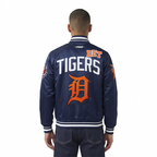 MLB DETROIT TIGERS LETTERMAN BLOUSON EN SATIN POUR HOMME (MARINE MINUIT)