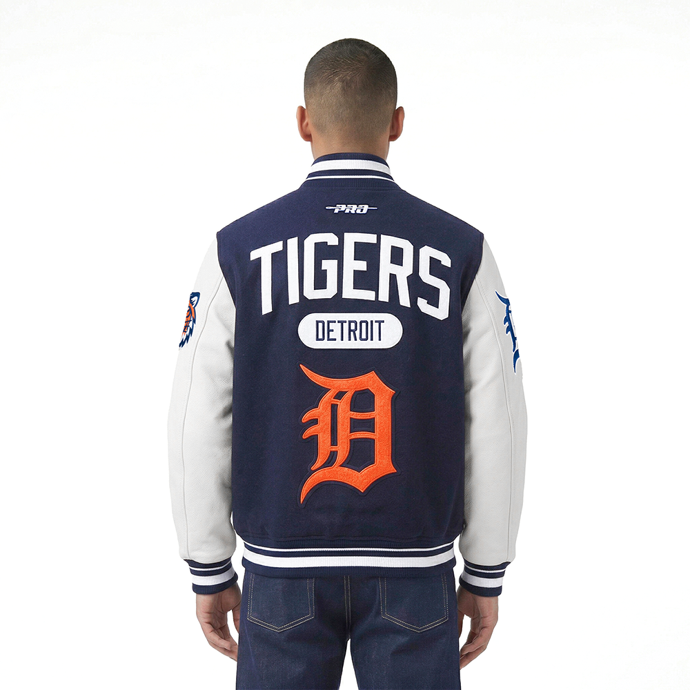 MLB DETROIT TIGERS LETTERMAN BLOUSON COLLÉGIAL POUR HOMME (MARINE MINUIT/BLANC)