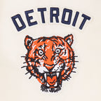 MLB DETROIT TIGERS RETRO CLASSICS BLOUSON PRO EN SATIN À BORDS CÔTELÉS TEINTS EN FIL POUR HOMME (COQUILLE D'ŒUF/MARINE MINUIT)