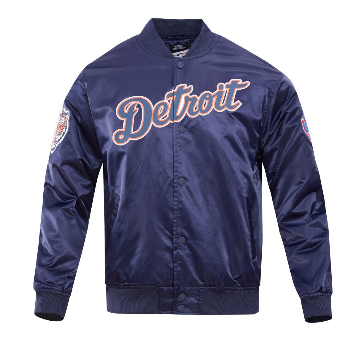 MLB DETROIT TIGERS WORLD SERIES BLOUSON EN SATIN À GRAND LOGO POUR HOMME (MARINE MINUIT)