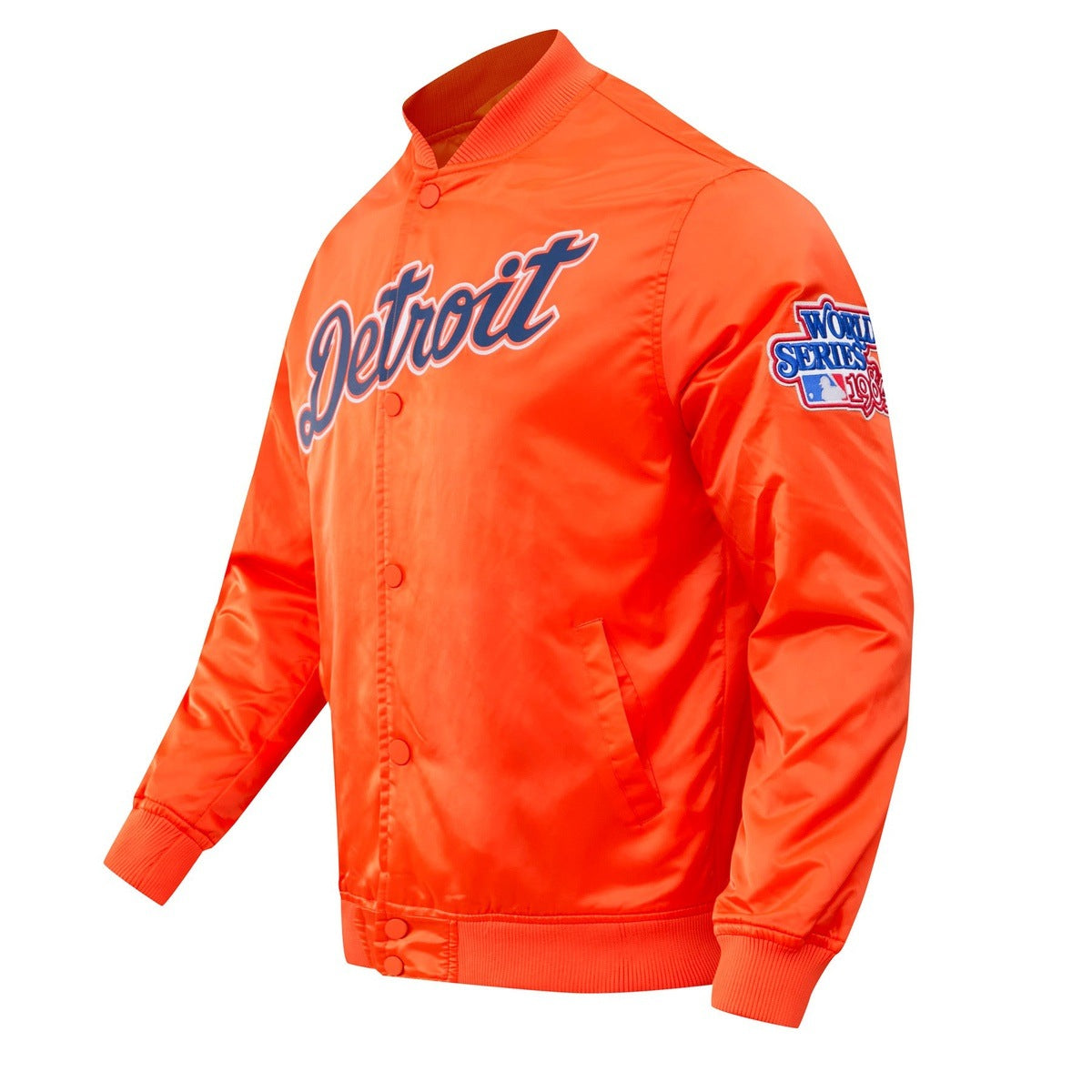 MLB DETROIT TIGERS BIG LOGO WORLD SERIES MEN'S SATIN JACKET (ORANGE)