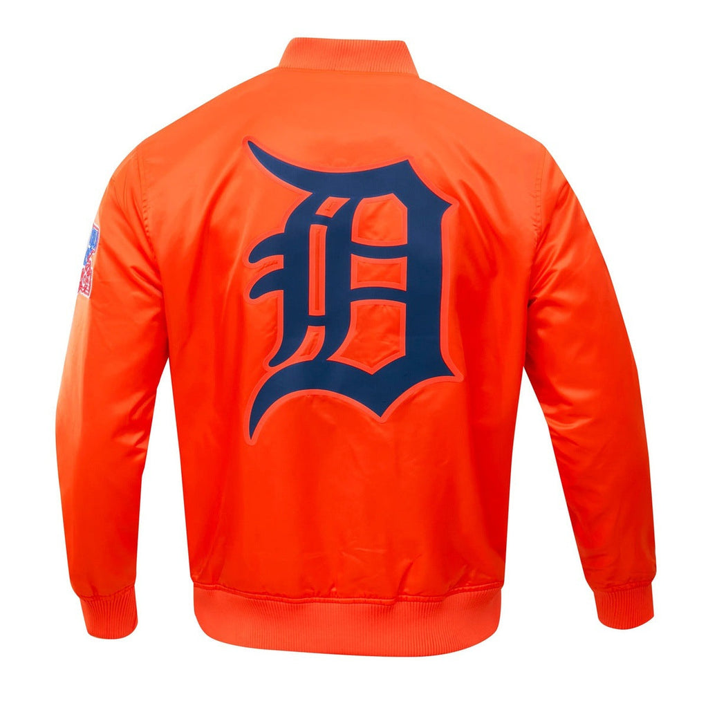 MLB DETROIT TIGERS BIG LOGO WORLD SERIES MEN'S SATIN JACKET (ORANGE)