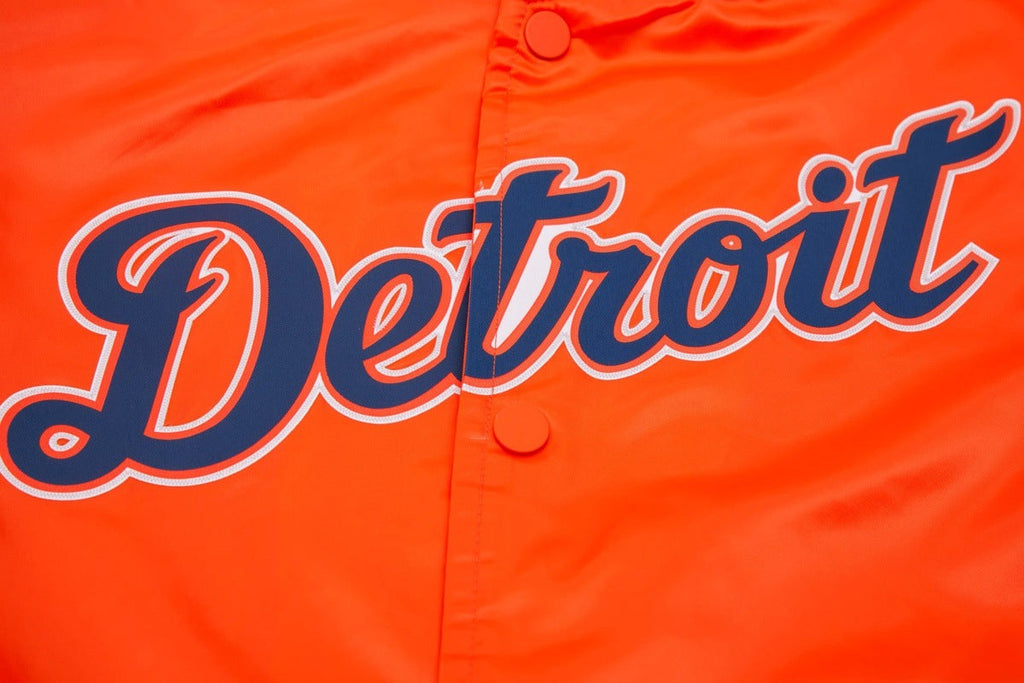 MLB DETROIT TIGERS BIG LOGO WORLD SERIES MEN'S SATIN JACKET (ORANGE)