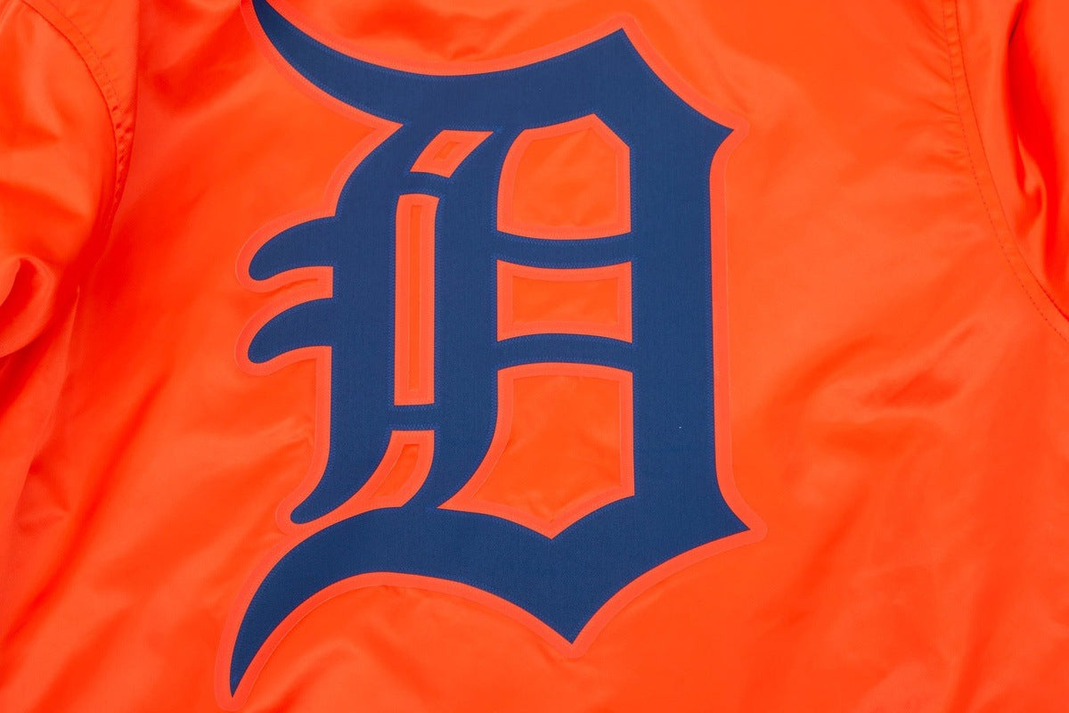 MLB DETROIT TIGERS BIG LOGO WORLD SERIES MEN'S SATIN JACKET (ORANGE)