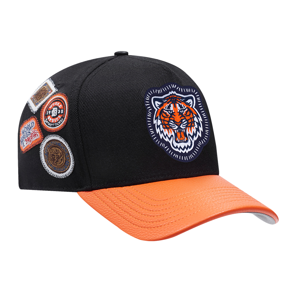 MLB DETROIT TIGERS DIY PICK STITCH LEATHER PINCH FRONT STRAPBACK (BLACK)