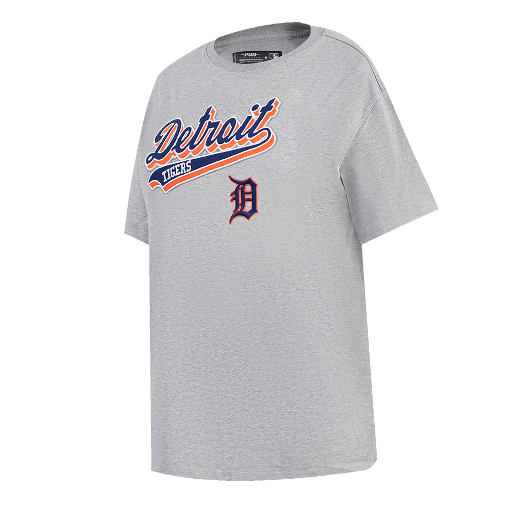 MLB DETROIT TIGERS SCRIPT TAIL WOMEN'S BOYFRIEND TOP (HEATHER GREY)