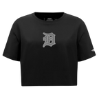 MLB DETROIT TIGERS REVERSE FRENCH TERRY HAUT EN JERSEY SIMPLE À COUPE CARRÉE POUR FEMME (NOIR)