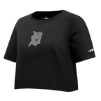 MLB DETROIT TIGERS REVERSE FRENCH TERRY HAUT EN JERSEY SIMPLE À COUPE CARRÉE POUR FEMME (NOIR)