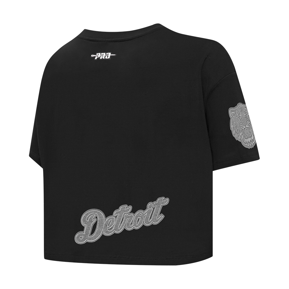MLB DETROIT TIGERS REVERSE FRENCH TERRY HAUT EN JERSEY SIMPLE À COUPE CARRÉE POUR FEMME (NOIR)
