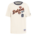 MLB DETROIT TIGERS RETRO CASCADE WOMEN'S RINGER TOP (EGGSHELL/ MIDNIGHT NAVY)