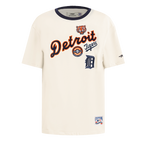 MLB DETROIT TIGERS RETRO CASCADE WOMEN'S RINGER TOP (EGGSHELL/ MIDNIGHT NAVY)