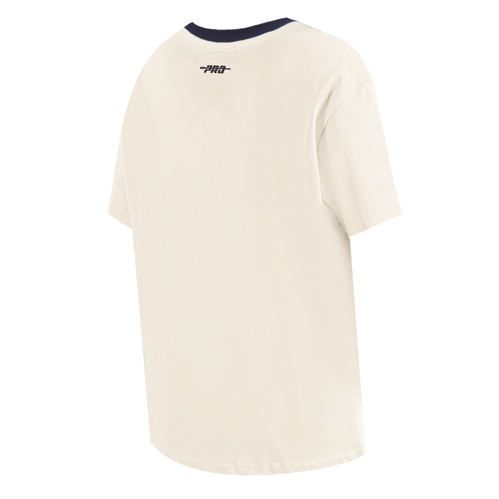 MLB DETROIT TIGERS RETRO CASCADE WOMEN'S RINGER TOP (EGGSHELL/ MIDNIGHT NAVY)