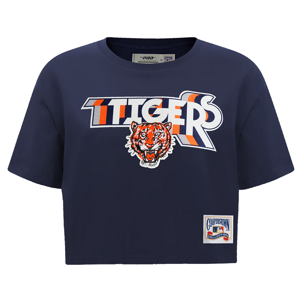MLB DETROIT TIGERS RETRO ELEVATION HAUT EN JERSEY SIMPLE À COUPE CARRÉE POUR FEMME (MARINE MINUIT)