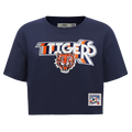 MLB DETROIT TIGERS RETRO ELEVATION HAUT EN JERSEY SIMPLE À COUPE CARRÉE POUR FEMME (MARINE MINUIT)