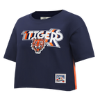 MLB DETROIT TIGERS RETRO ELEVATION HAUT EN JERSEY SIMPLE À COUPE CARRÉE POUR FEMME (MARINE MINUIT)