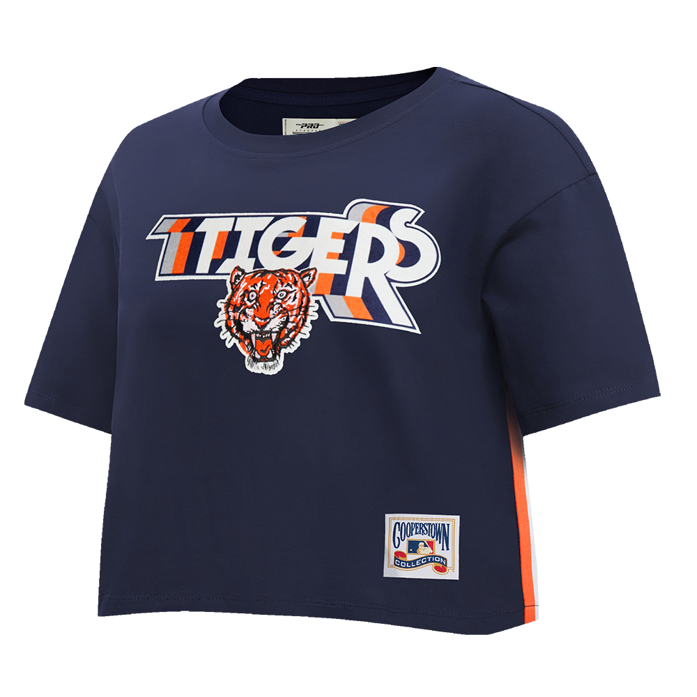 MLB DETROIT TIGERS RETRO ELEVATION HAUT EN JERSEY SIMPLE À COUPE CARRÉE POUR FEMME (MARINE MINUIT)