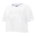 MLB DETROIT TIGERS HOLOGRAM WOMEN'S SINGLE JERSEY BOXY TOP (WHITE)