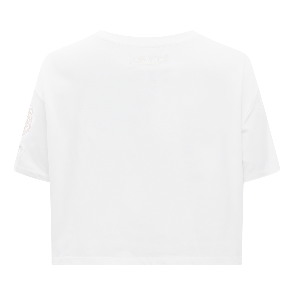 MLB DETROIT TIGERS HOLOGRAM WOMEN'S SINGLE JERSEY BOXY TOP (WHITE)