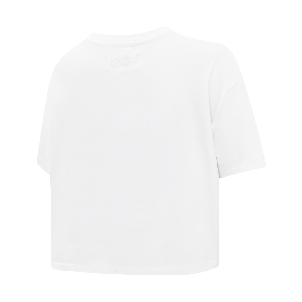 MLB DETROIT TIGERS HOLOGRAM WOMEN'S SINGLE JERSEY BOXY TOP (WHITE)