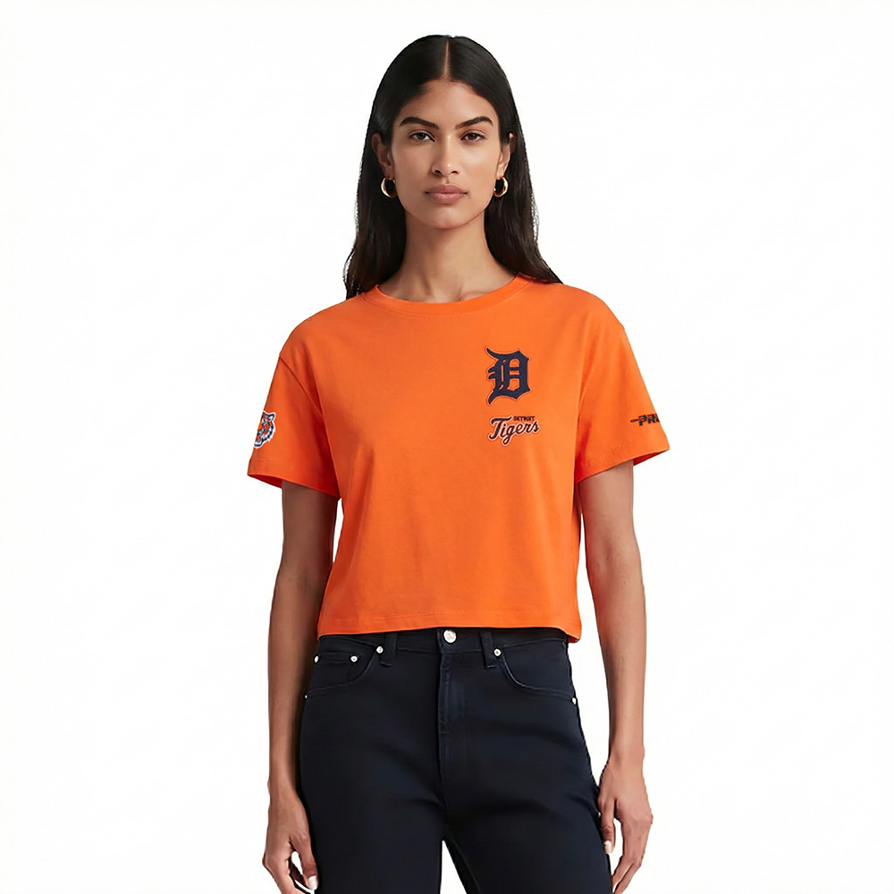 MLB DETROIT TIGERS CLASSIC CHENILLE WOMEN'S SJ BOXY TOP (ORANGE)