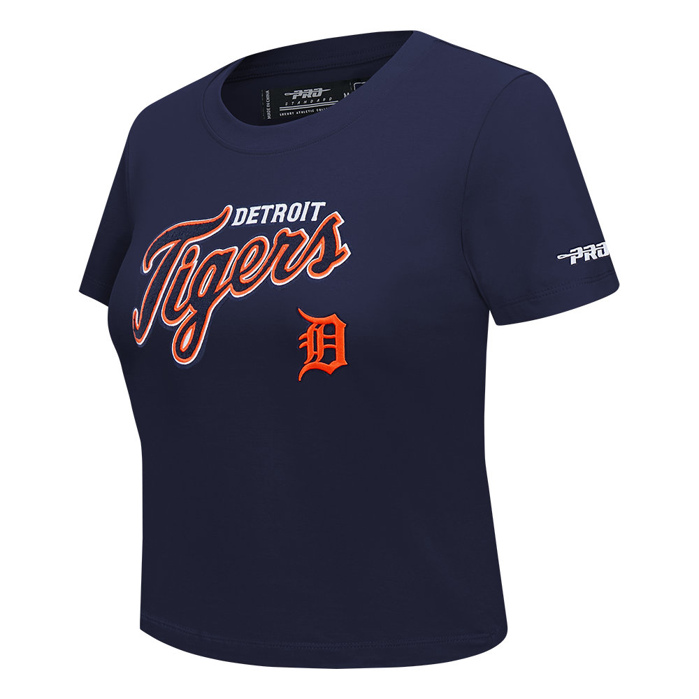 MLB DETROIT TIGERS CLASSIC CHENILLE HAUT EN JERSEY SIMPLE À COUPE AJUSTÉE POUR FEMME (MARINE MINUIT)