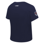 MLB DETROIT TIGERS CLASSIC CHENILLE HAUT EN JERSEY SIMPLE À COUPE AJUSTÉE POUR FEMME (MARINE MINUIT)
