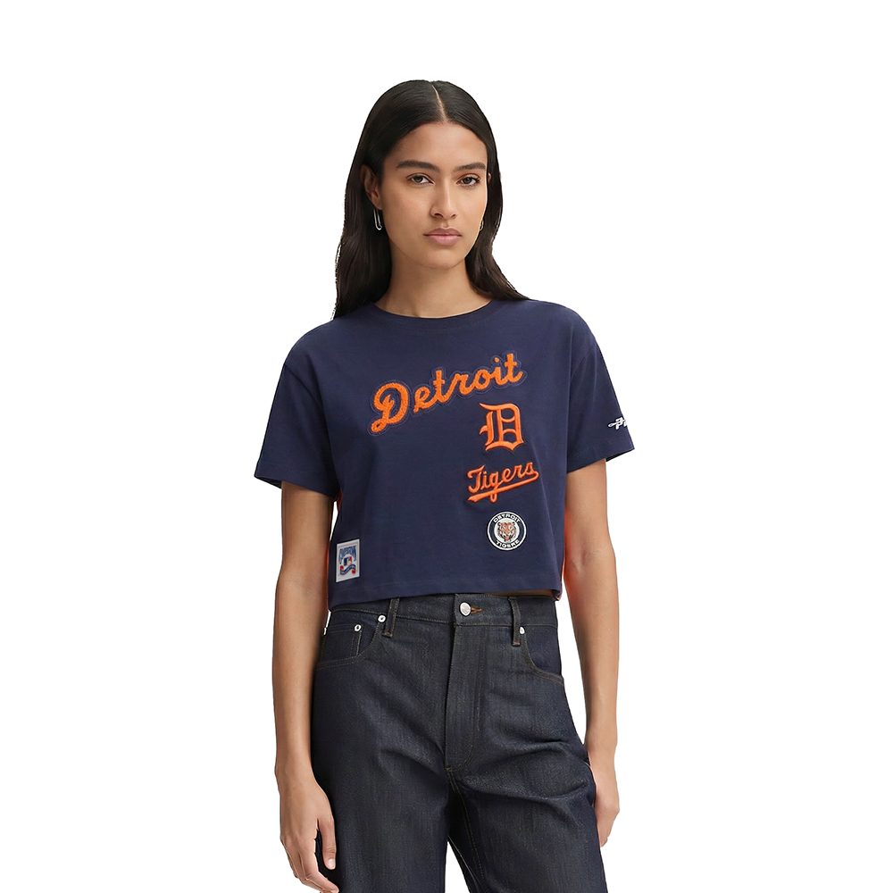MLB DETROIT TIGERS  RETRO CLASSIC WOMEN'S SJ BOXY TOP (MIDNIGHT NAVY)