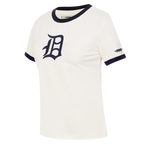 MLB DETROIT TIGERS RETRO CLASSICS HAUT À BORDURES CONTRASTANTES POUR FEMME (COQUILLE D'ŒUF/MARINE MINUIT)