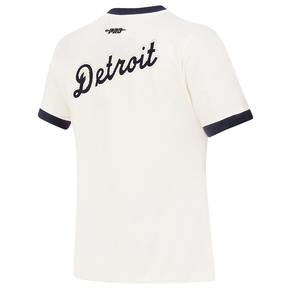 MLB DETROIT TIGERS RETRO CLASSICS HAUT À BORDURES CONTRASTANTES POUR FEMME (COQUILLE D'ŒUF/MARINE MINUIT)