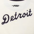 MLB DETROIT TIGERS RETRO CLASSICS HAUT À BORDURES CONTRASTANTES POUR FEMME (COQUILLE D'ŒUF/MARINE MINUIT)
