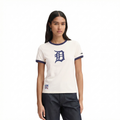 MLB DETROIT TIGERS RETRO CLASSICS HAUT À BORDURES CONTRASTANTES POUR FEMME (COQUILLE D'ŒUF/MARINE MINUIT)
