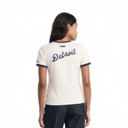 MLB DETROIT TIGERS RETRO CLASSICS HAUT À BORDURES CONTRASTANTES POUR FEMME (COQUILLE D'ŒUF/MARINE MINUIT)