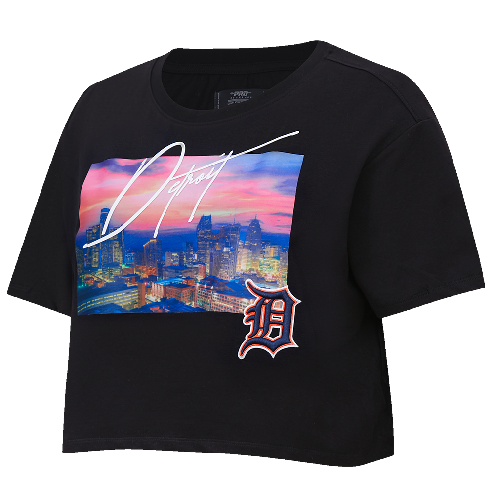 MLB DETROIT TIGERS CITY SCAPE WOMEN'S BOXY TOP (BLACK)