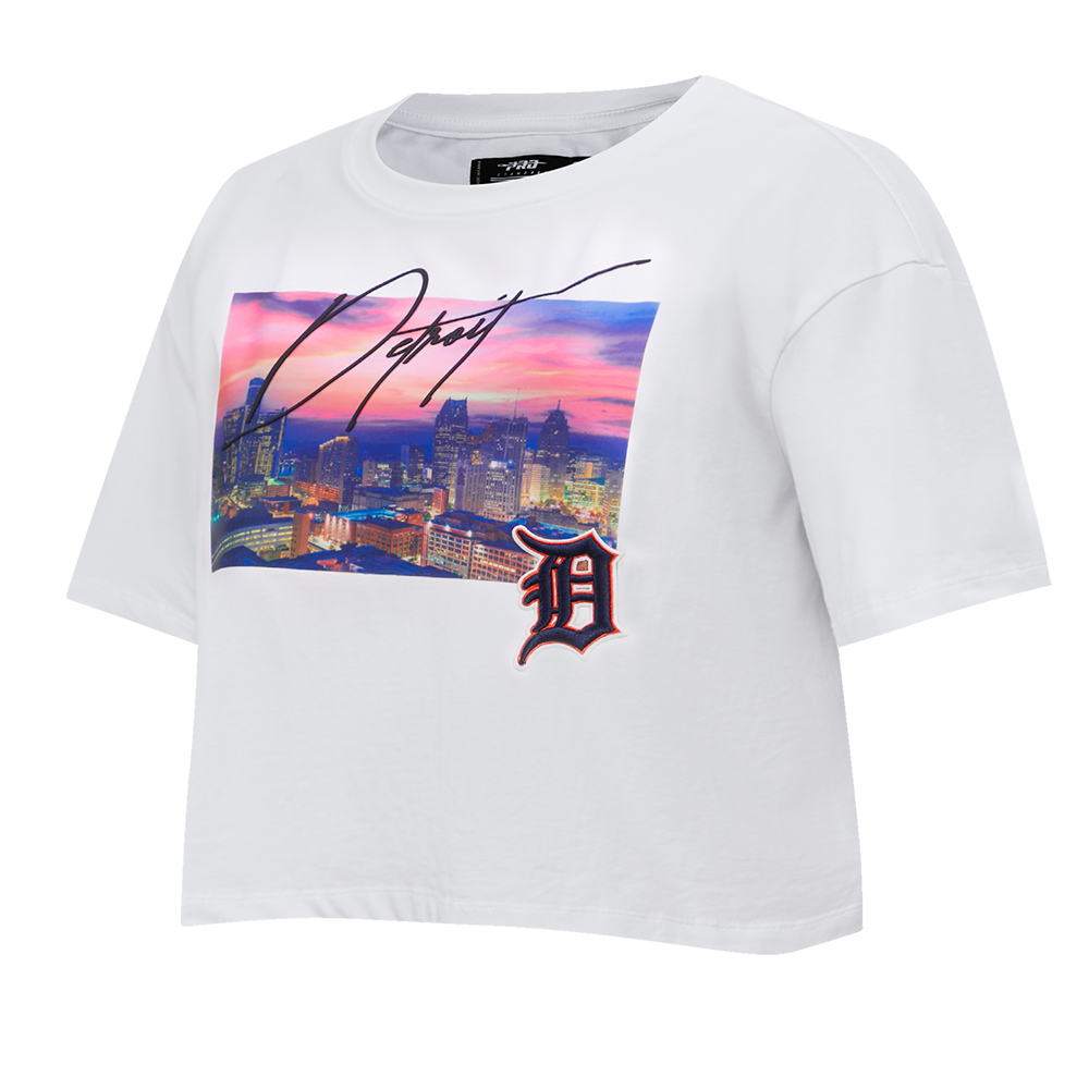 MLB DETROIT TIGERS CITY SCAPE WOMEN'S BOXY TOP (WHITE)