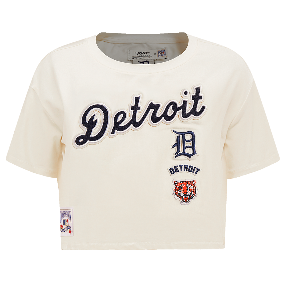 MLB DETROIT TIGERS RETRO CLASSIC WOMEN'S BOXY TOP (EGGSHELL)