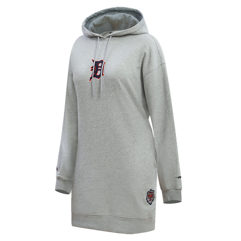 MLB DETROIT TIGERS CLASSIC WOMEN'S HOODIE DRESS (HEATHER GREY)