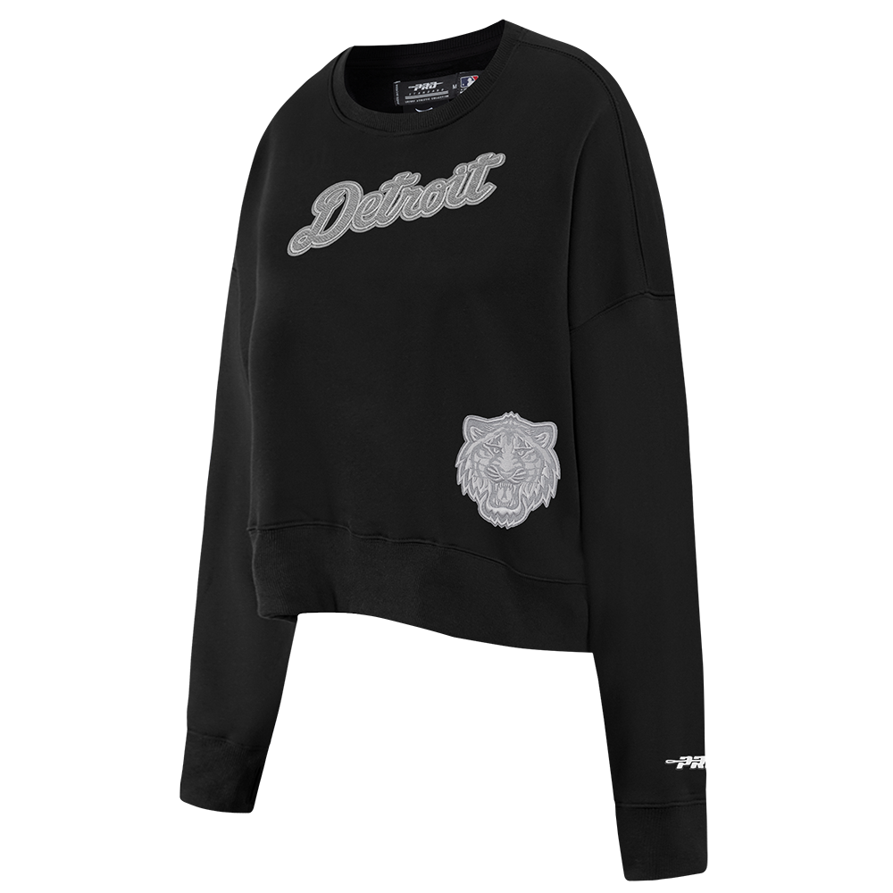 MLB DETROIT TIGERS REVERSE FRENCH TERRY WOMEN'S FLEECE CREWNECK (BLACK)
