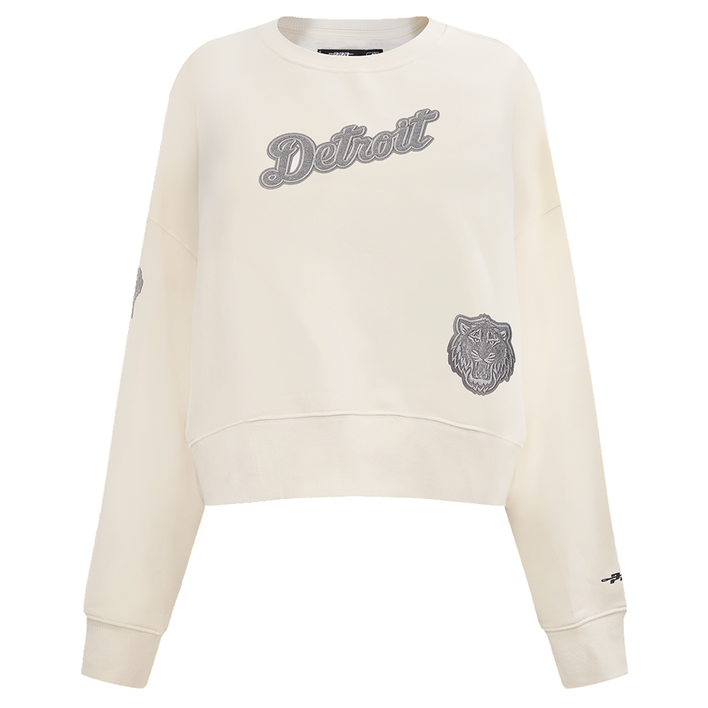 MLB DETROIT TIGERS REVERSE FRENCH TERRY CHANDAIL À COL ROND EN MOLLETON POUR FEMME (COQUILLE D'ŒUF)