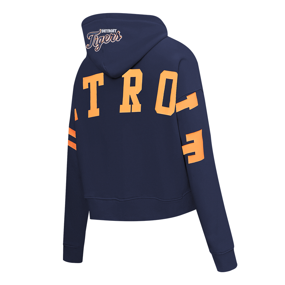 MLB DETROIT TIGERS WINGSPAN WOMEN'S FLC CROPPED PO HOODIE (MIDNIGHT NAVY)