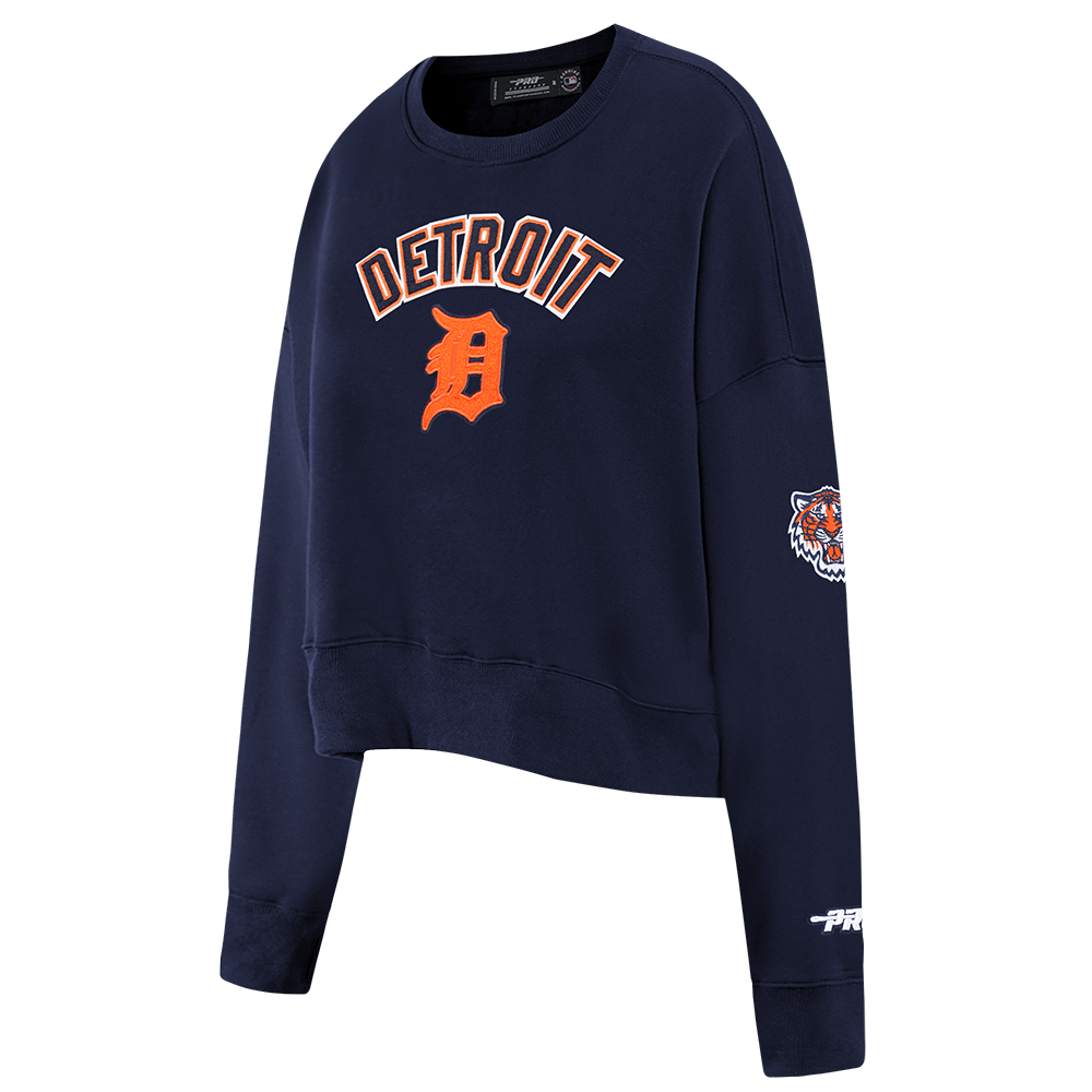 MLB DETROIT TIGERS CLASSIC CHENILLE CHANDAIL À COL ROND EN MOLLETON POUR FEMME (MARINE MINUIT)