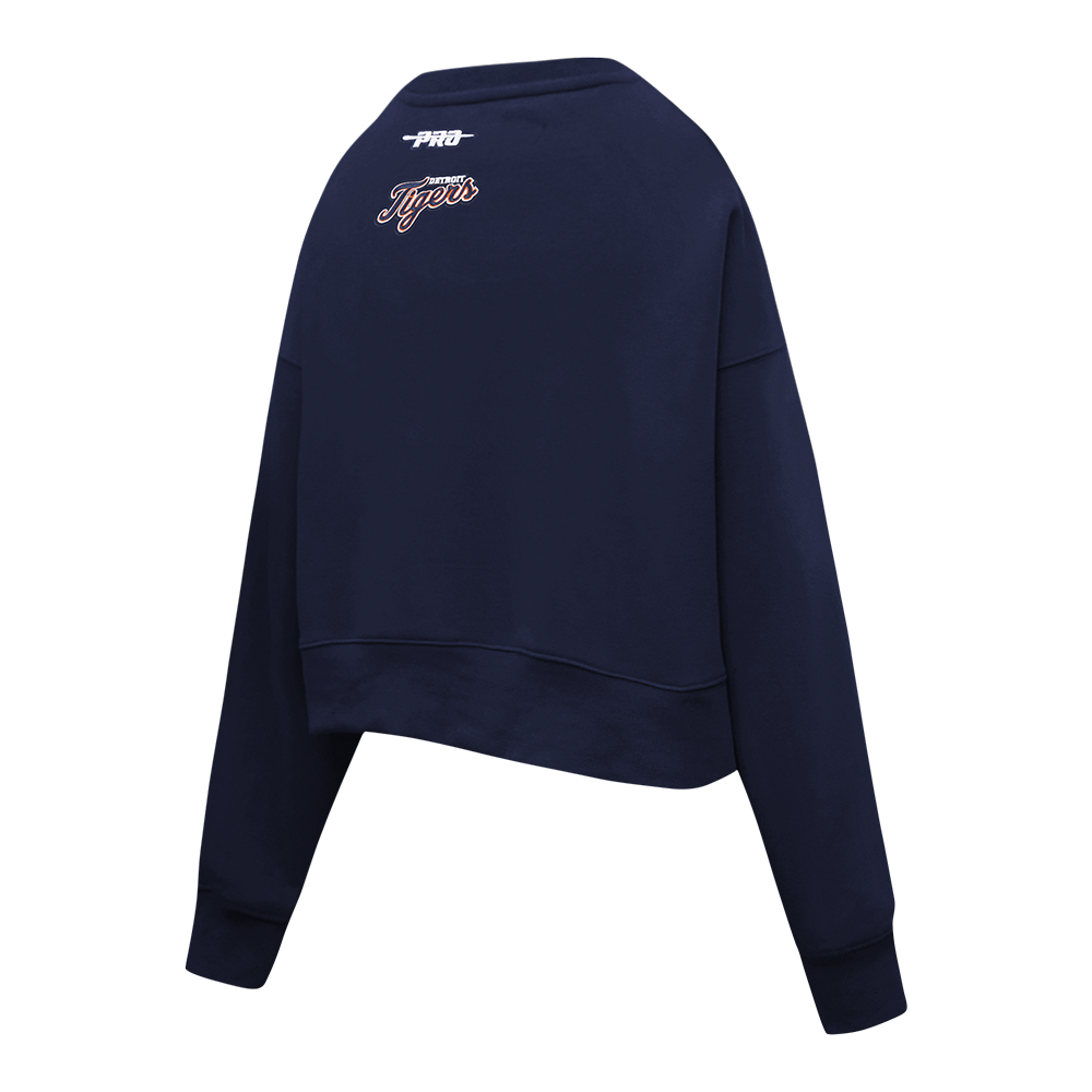 MLB DETROIT TIGERS CLASSIC CHENILLE CHANDAIL À COL ROND EN MOLLETON POUR FEMME (MARINE MINUIT)