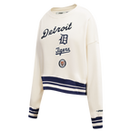 MLB DETROIT TIGERS  RETRO CLASSIC WOMEN'S RIB FLC CREWNECK (EGGSHELL/ MIDNIGHT NAVY)