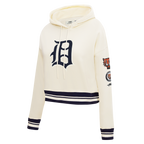 MLB DETROIT TIGERS RETRO CLASSIC CHANDAIL À CAPUCHON COURT EN MOLLETON CÔTELÉ POUR FEMME (COQUILLE D'ŒUF/MARINE MINUIT)