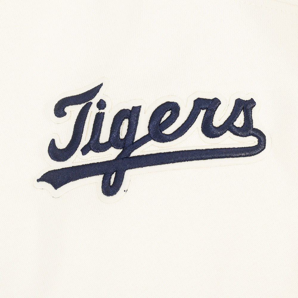 MLB DETROIT TIGERS RETRO CLASSIC CHANDAIL À CAPUCHON COURT EN MOLLETON CÔTELÉ POUR FEMME (COQUILLE D'ŒUF/MARINE MINUIT)