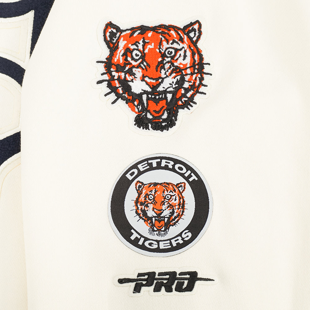 MLB DETROIT TIGERS RETRO CLASSIC CHANDAIL À CAPUCHON COURT EN MOLLETON CÔTELÉ POUR FEMME (COQUILLE D'ŒUF/MARINE MINUIT)