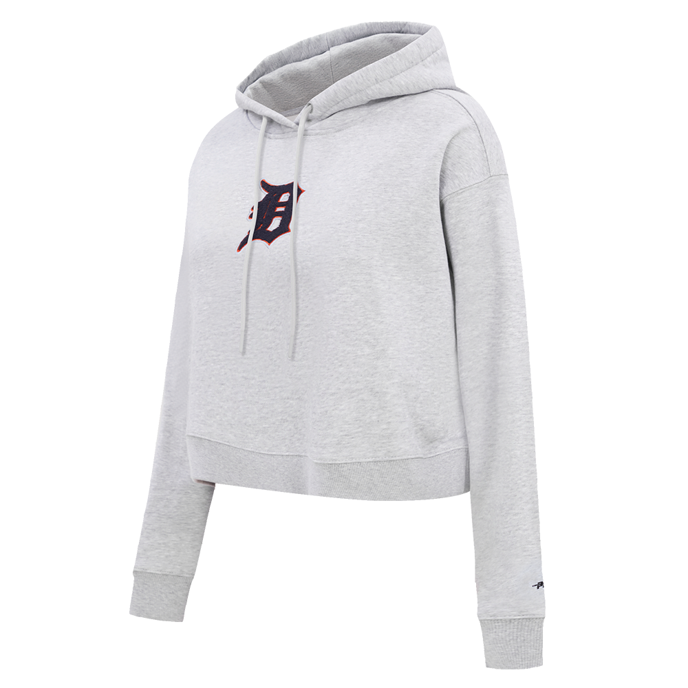 MLB DETROIT TIGERS CLASSIC WOMEN'S CROPPED PULLOVER HOODIE (HEATHER GREY)